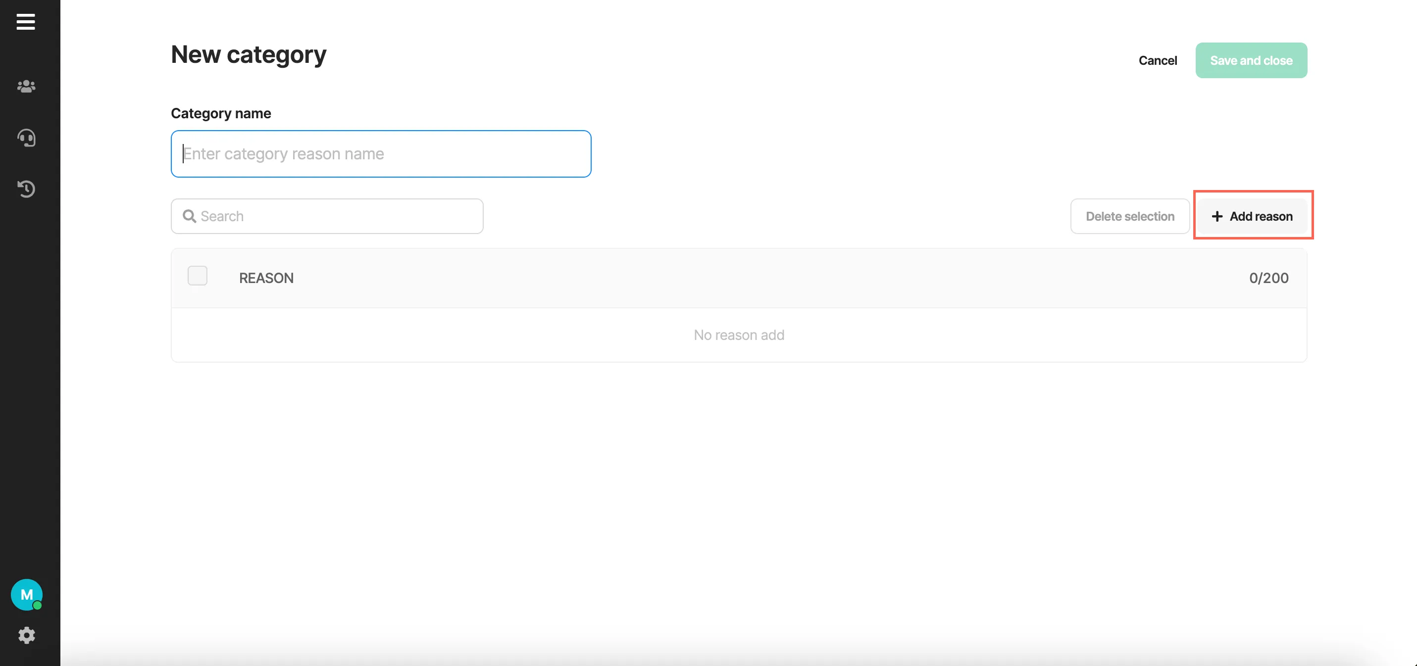 Adding existing reason.